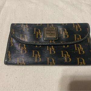 Dooney & Bourke Black with Tan Monogram Continental Wallet
